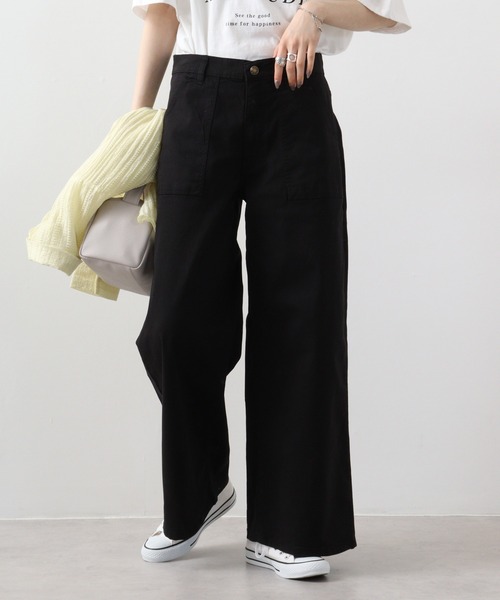 【セール】atONE デニム＆ツイルワイドベイカーパンツ（デニムパンツ）｜atONE（アットワン）