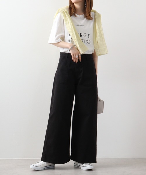 【セール】atONE デニム＆ツイルワイドベイカーパンツ（デニムパンツ）｜atONE（アットワン）