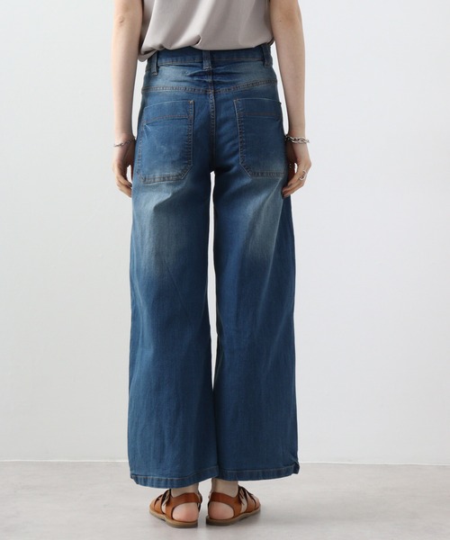 【セール】atONE デニム＆ツイルワイドベイカーパンツ（デニムパンツ）｜atONE（アットワン）