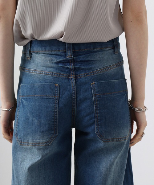 【セール】atONE デニム＆ツイルワイドベイカーパンツ（デニムパンツ）｜atONE（アットワン）