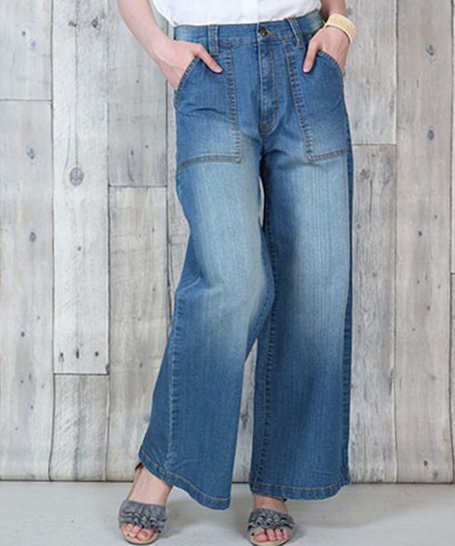 【セール】atONE デニム＆ツイルワイドベイカーパンツ（デニムパンツ）｜atONE（アットワン）