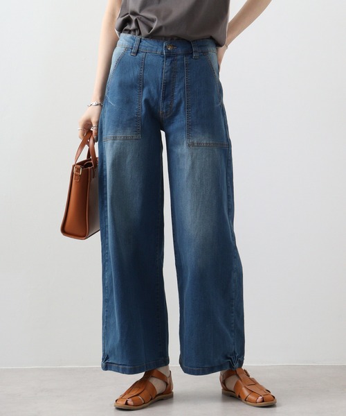 【セール】atONE デニム＆ツイルワイドベイカーパンツ（デニムパンツ）｜atONE（アットワン）
