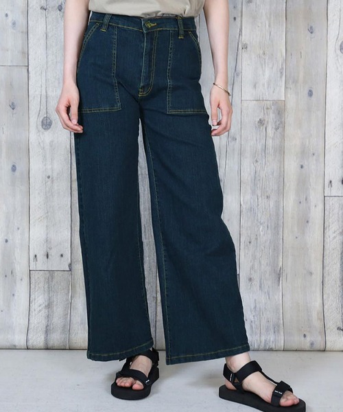 【セール】atONE デニム＆ツイルワイドベイカーパンツ（デニムパンツ）｜atONE（アットワン）