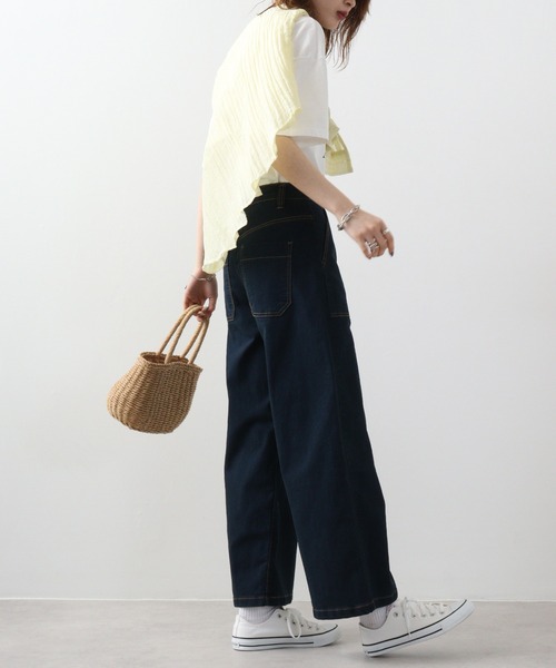 【セール】atONE デニム＆ツイルワイドベイカーパンツ（デニムパンツ）｜atONE（アットワン）
