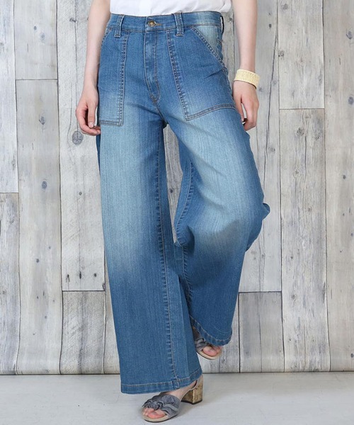 【セール】atONE デニム＆ツイルワイドベイカーパンツ（デニムパンツ）｜atONE（アットワン）