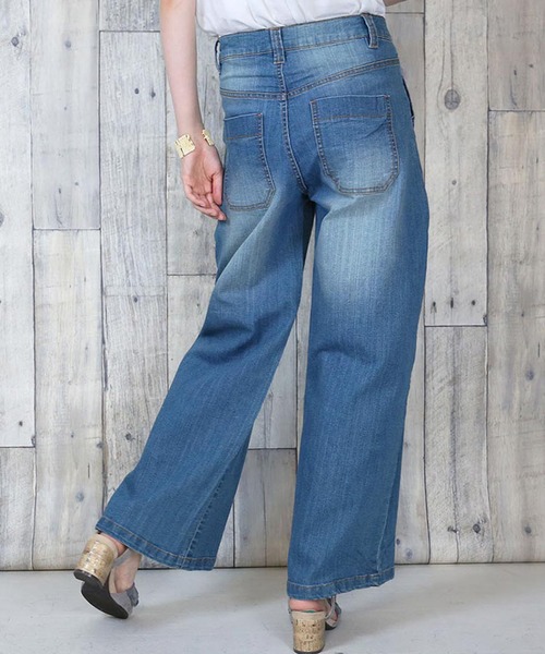 【セール】atONE デニム＆ツイルワイドベイカーパンツ（デニムパンツ）｜atONE（アットワン）