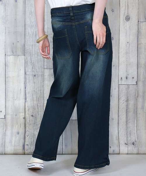 【セール】atONE デニム＆ツイルワイドベイカーパンツ（デニムパンツ）｜atONE（アットワン）