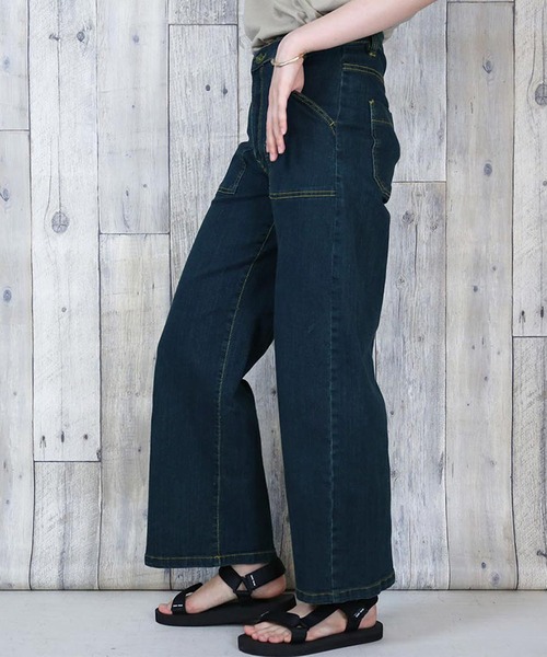 【セール】atONE デニム＆ツイルワイドベイカーパンツ（デニムパンツ）｜atONE（アットワン）