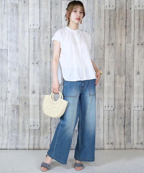 【セール】atONE デニム＆ツイルワイドベイカーパンツ（デニムパンツ）｜atONE（アットワン）