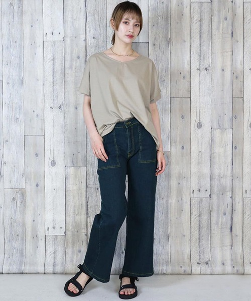 【セール】atONE デニム＆ツイルワイドベイカーパンツ（デニムパンツ）｜atONE（アットワン）