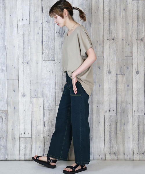 【セール】atONE デニム＆ツイルワイドベイカーパンツ（デニムパンツ）｜atONE（アットワン）