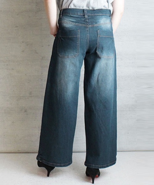 【セール】atONE デニム＆ツイルワイドベイカーパンツ（デニムパンツ）｜atONE（アットワン）