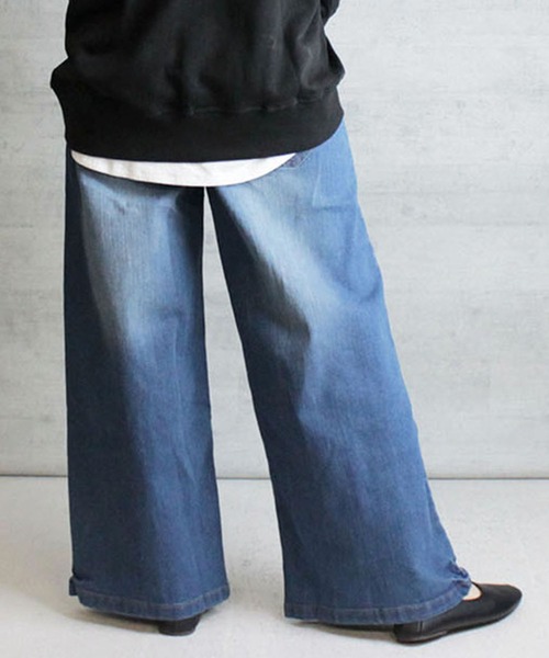 【セール】atONE デニム＆ツイルワイドベイカーパンツ（デニムパンツ）｜atONE（アットワン）