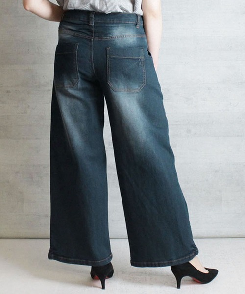 【セール】atONE デニム＆ツイルワイドベイカーパンツ（デニムパンツ）｜atONE（アットワン）