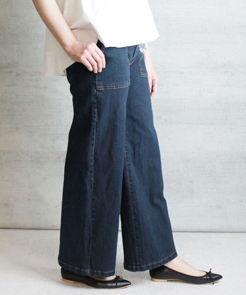 【セール】atONE デニム＆ツイルワイドベイカーパンツ（デニムパンツ）｜atONE（アットワン）