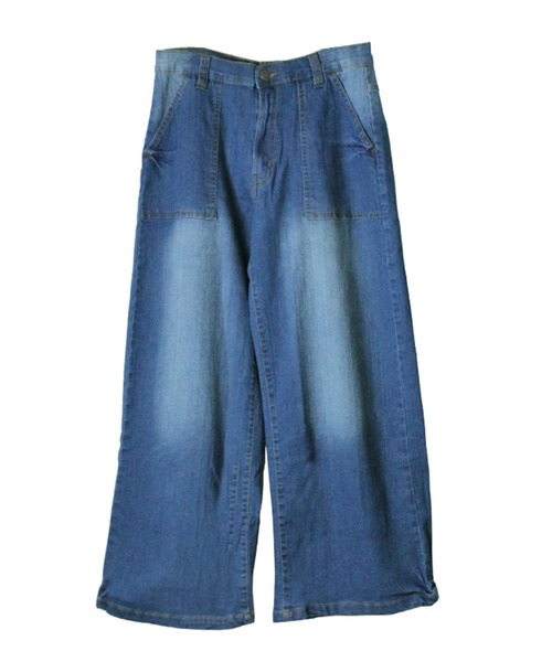 【セール】atONE デニム＆ツイルワイドベイカーパンツ（デニムパンツ）｜atONE（アットワン）