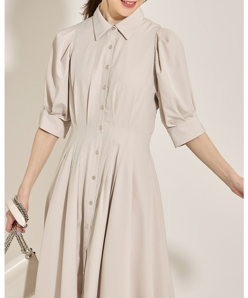 tocco closet（トッコ　クローゼット）の「２ＷＡＹボウタイリボン付きウエストタックバックレースアップワンピース（ワンピース・レディース・ベージュ系その他/グレイッシュブルー/ブラック・M）」の15枚目の写真