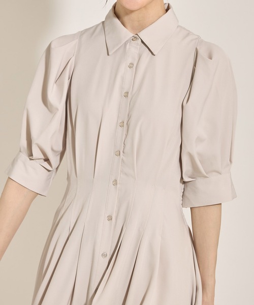 tocco closet（トッコ　クローゼット）の「２ＷＡＹボウタイリボン付きウエストタックバックレースアップワンピース（ワンピース・レディース・ベージュ系その他/グレイッシュブルー/ブラック・M）」の16枚目の写真