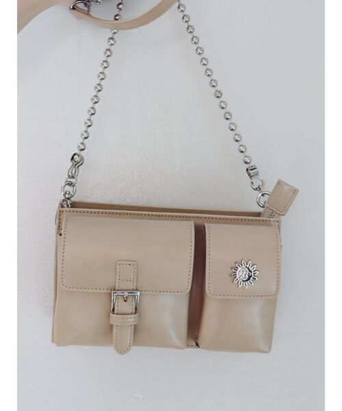 EVRIS（エヴリス）の「ダブルポケットショルダーBAG（ショルダーバッグ・レディース・ブラック/ブルー/ベージュ・FREE）」の3枚目の写真