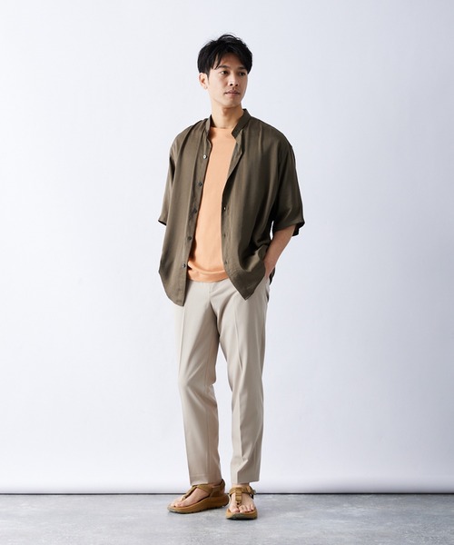 ZOZO限定】 トロミリラックスバンドカラーシャツ（シャツ/ブラウス