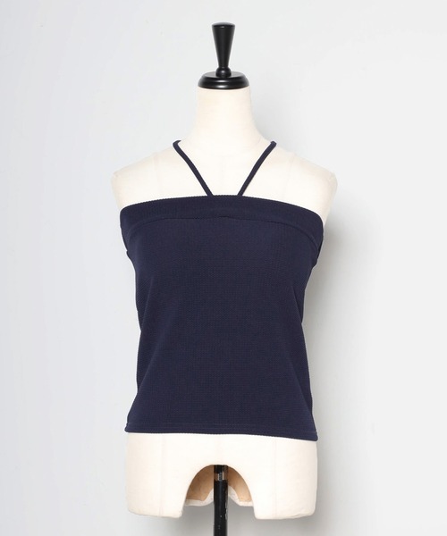 Bonjour Sagan（ボンジュールサガン）の「カップ付きホルターネックビスチェ（チューブトップ・レディース・ネイビー/オフホワイト/ブラック・FREE）」の9枚目の写真
