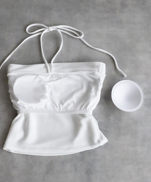 Bonjour Sagan（ボンジュールサガン）の「カップ付きホルターネックビスチェ（チューブトップ・レディース・ネイビー/オフホワイト/ブラック・FREE）」の12枚目の写真