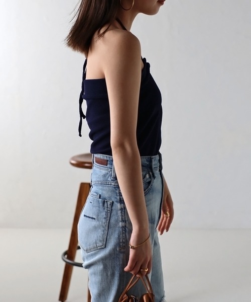 Bonjour Sagan（ボンジュールサガン）の「カップ付きホルターネックビスチェ（チューブトップ・レディース・ネイビー/オフホワイト/ブラック・FREE）」の15枚目の写真