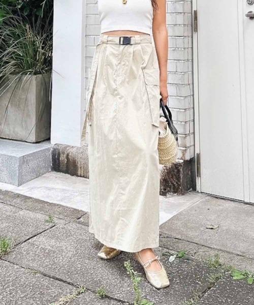 esutoreja（エストレジャ）の「フラップポケットスカート（スカート・レディース・ブラック/ベージュ・FREE）」の3枚目の写真