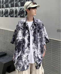 neos | 【neos -addictive design-】ビッグシルエット マーブル 総柄 ハーフスリーブ シャツ(シャツ/ブラウス)