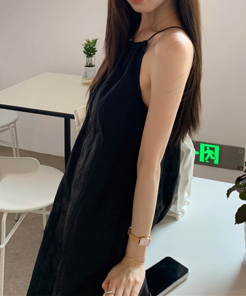 LYEON(リヨン)の「ドロストミリタリーキャミワンピース(ワンピース・レディース・グレー/ブラック・FREE)」の9枚目の写真