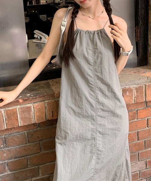 LYEON(リヨン)の「ドロストミリタリーキャミワンピース(ワンピース・レディース・グレー/ブラック・FREE)」の5枚目の写真