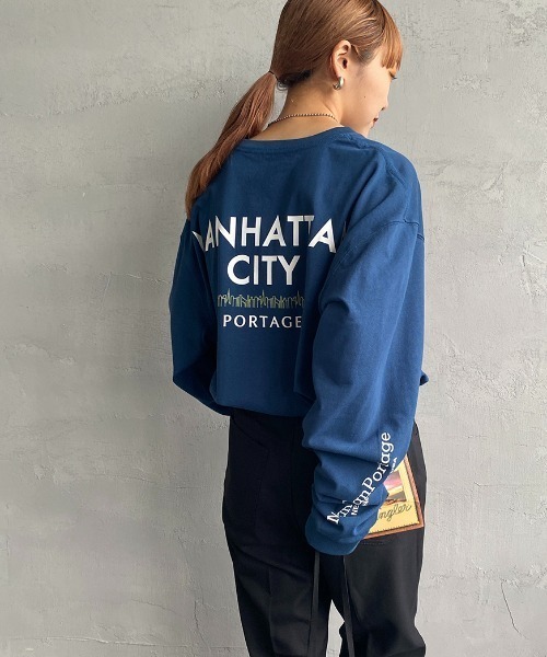 Manhattan Portage（マンハッタンポーテージ）の「[MANHATTAN PORTAGE/マンハッタンポーテージ] 別注 バックプリント ロングスリーブTシャツ（Tシャツ/カットソー・レディース・ブルー/ホワイト/ブラック・S/M/L/XL）」の12枚目の写真