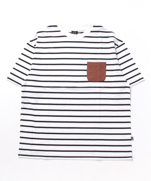 S'more(スモア)の「BORDER POCKET S/S T SHIRTS (SS)(Tシャツ/カットソー・レディース・ホワイト/ベージュ/ブラウン・SMALL/LARGE/X-LARGE/MEDIUM)」の5枚目の写真