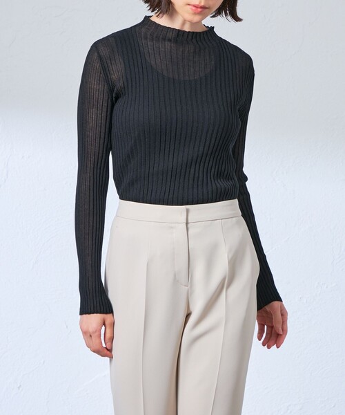 CAST:（キャストコロン）の「【着回し抜群】シアーニットタートル（ニット/セーター・レディース・ブラック/グレー/ホワイト・M）」の10枚目の写真