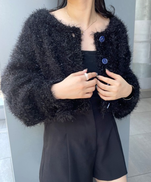 mline（エムライン）の「【4色展開】[mline]スノーシャギーカーディガン（カーディガン/ボレロ・レディース・ブルー/アイボリー/グレー/ブラック・FREE）」の3枚目の写真