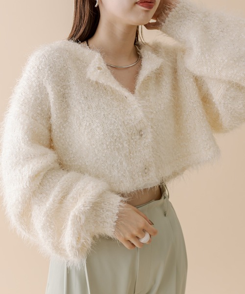 mline（エムライン）の「【4色展開】[mline]スノーシャギーカーディガン（カーディガン/ボレロ・レディース・ブルー/アイボリー/グレー/ブラック・FREE）」の13枚目の写真