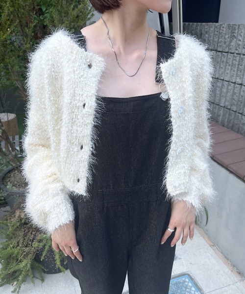 mline（エムライン）の「【4色展開】[mline]スノーシャギーカーディガン（カーディガン/ボレロ・レディース・ブルー/アイボリー/グレー/ブラック・FREE）」の7枚目の写真