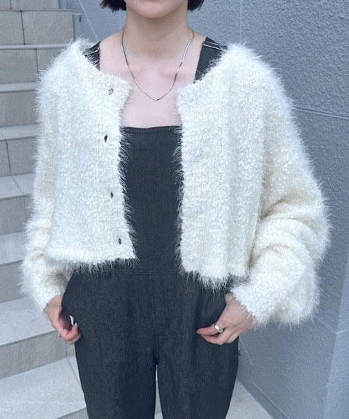 mline（エムライン）の「【4色展開】[mline]スノーシャギーカーディガン（カーディガン/ボレロ・レディース・ブルー/アイボリー/グレー/ブラック・FREE）」の9枚目の写真