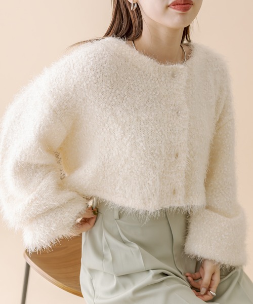 mline（エムライン）の「【4色展開】[mline]スノーシャギーカーディガン（カーディガン/ボレロ・レディース・ブルー/アイボリー/グレー/ブラック・FREE）」の10枚目の写真