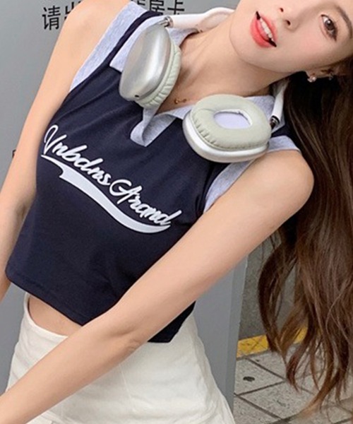 LYEON(リヨン)の「ロゴスキッパートップス(Tシャツ/カットソー・レディース・ネイビー/グレー・FREE)」の5枚目の写真