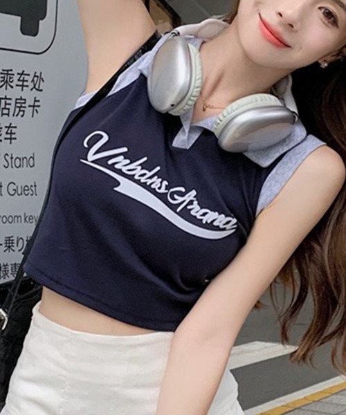 LYEON(リヨン)の「ロゴスキッパートップス(Tシャツ/カットソー・レディース・ネイビー/グレー・FREE)」の6枚目の写真
