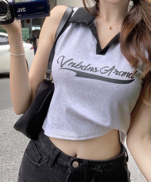 LYEON(リヨン)の「ロゴスキッパートップス(Tシャツ/カットソー・レディース・ネイビー/グレー・FREE)」の8枚目の写真