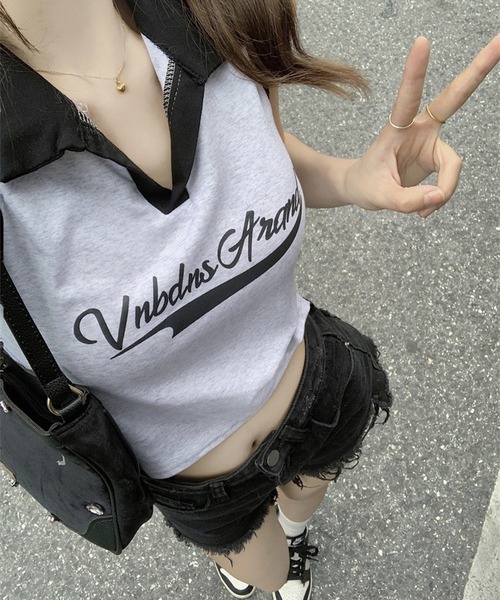 LYEON(リヨン)の「ロゴスキッパートップス(Tシャツ/カットソー・レディース・ネイビー/グレー・FREE)」の11枚目の写真