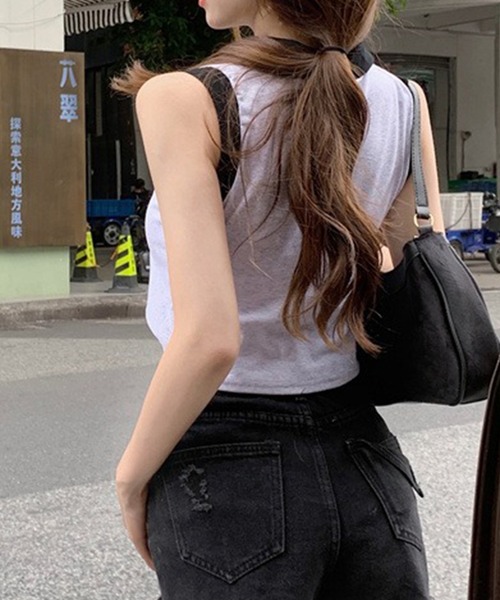 LYEON(リヨン)の「ロゴスキッパートップス(Tシャツ/カットソー・レディース・ネイビー/グレー・FREE)」の15枚目の写真