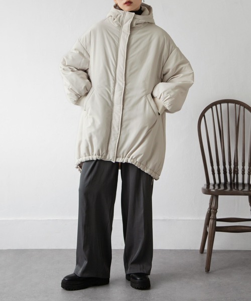 Chillfar（チルファー）の「ミドル丈中綿モンスターパーカー（ダウンジャケット/コート・レディース・ブラック/カーキ/アイボリー・FREE）」の15枚目の写真