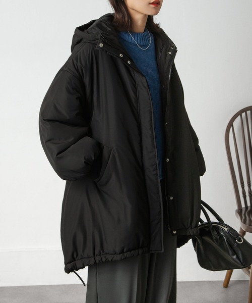 Chillfar（チルファー）の「ミドル丈中綿モンスターパーカー（ダウンジャケット/コート・レディース・ブラック/カーキ/アイボリー・FREE）」の19枚目の写真