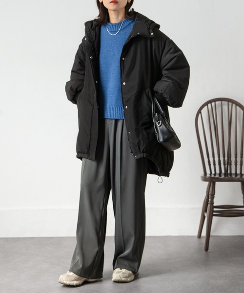 Chillfar（チルファー）の「ミドル丈中綿モンスターパーカー（ダウンジャケット/コート・レディース・ブラック/カーキ/アイボリー・FREE）」の22枚目の写真