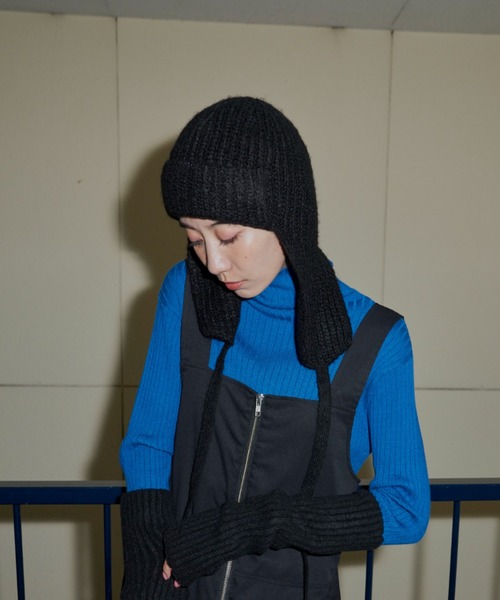 Auntie Rosa Holiday（アンティローザホリデー）の「フライトニットキャップ（ニットキャップ/ビーニー・レディース・ブラック/グレー・FREE）」の9枚目の写真