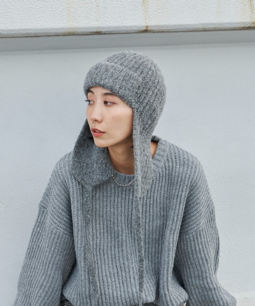 Auntie Rosa Holiday（アンティローザホリデー）の「フライトニットキャップ（ニットキャップ/ビーニー・レディース・ブラック/グレー・FREE）」の10枚目の写真