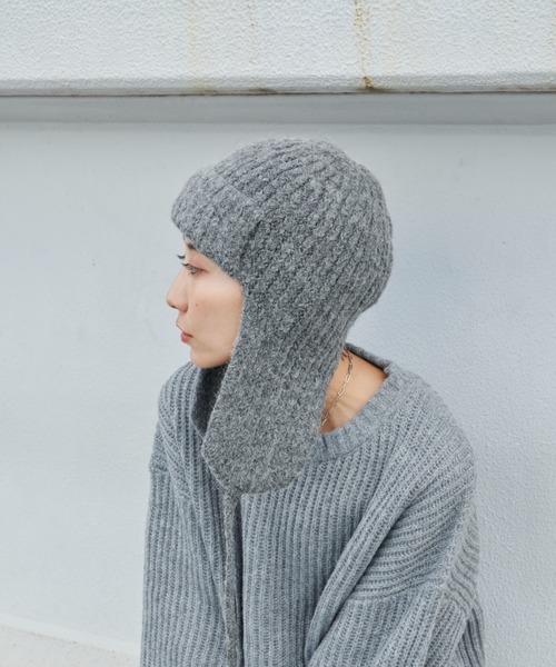 Auntie Rosa Holiday（アンティローザホリデー）の「フライトニットキャップ（ニットキャップ/ビーニー・レディース・ブラック/グレー・FREE）」の13枚目の写真